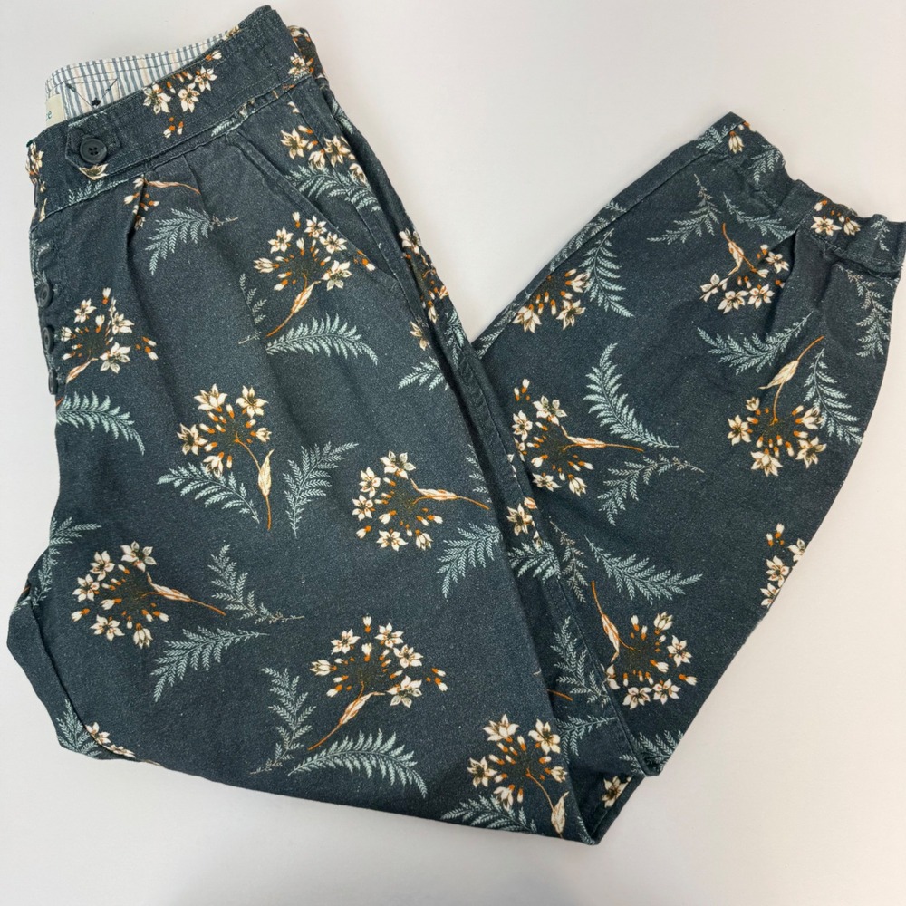 Sundance Floral Linen Blend Cropped Pants Petite 2 Boho Cottagecore